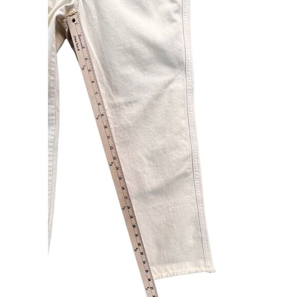 Free People We The Free Jeans Womens 27 Cream Tapered Leg Five Pocket Raw Hem - Picture 7 of 13